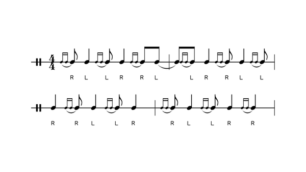 Single Drag drum rudiment notation